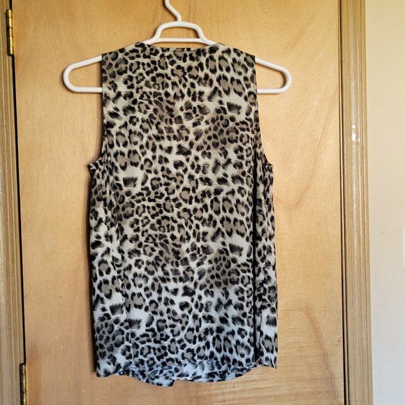 Daniel Rainn Size L Blouse Sleeveless Tank Animal Print V-Neck - Picture 2 of 9